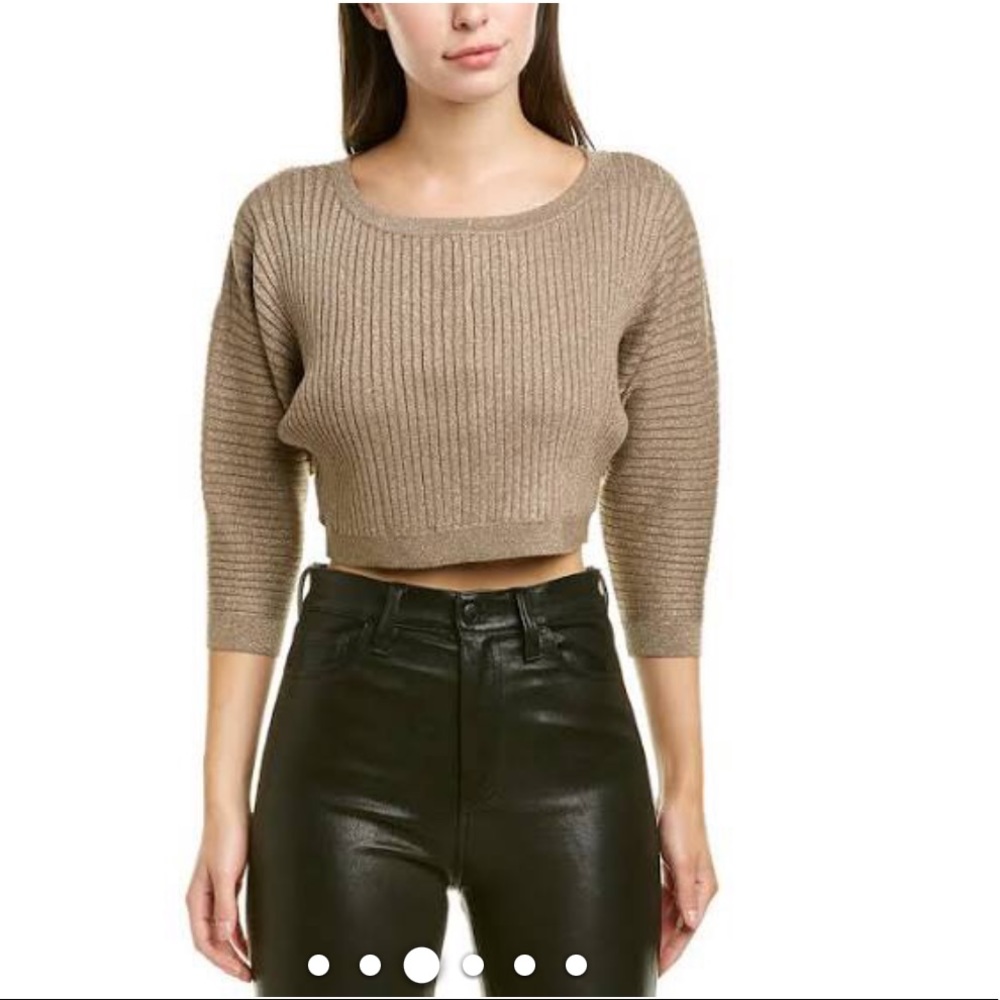 Bcbgmaxazria Metallic Rib-Knit Cropped Top - Gold